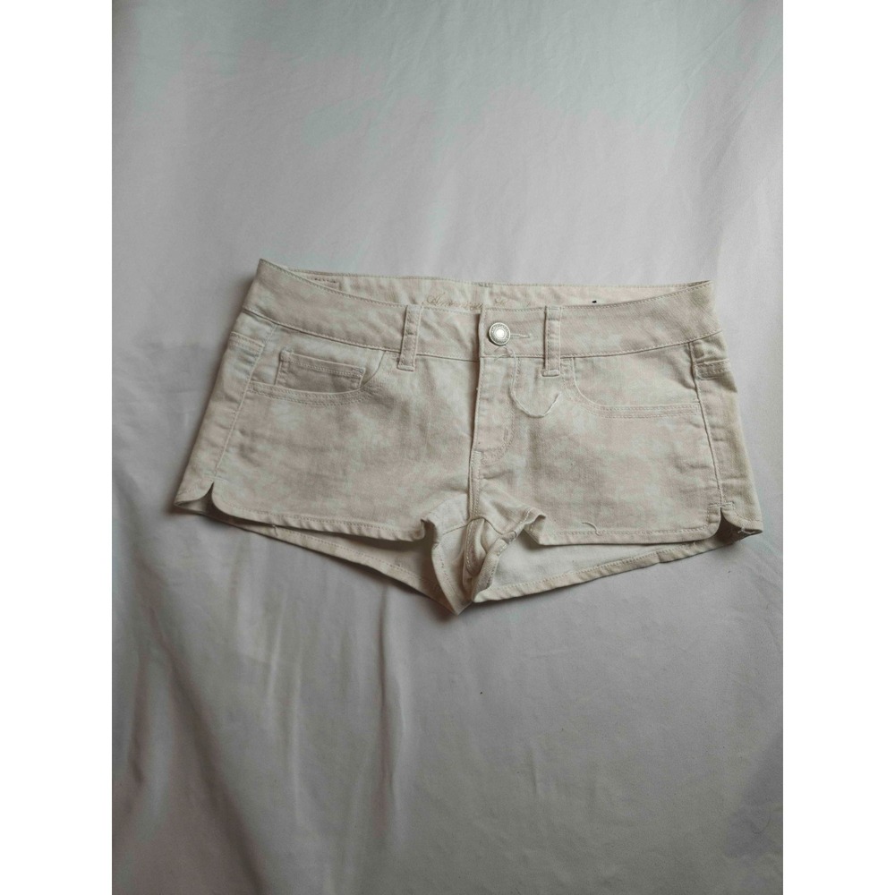 American Eagle Jean Shorts Womens Size 6 Beige Denim Stretch Summer Hot Pants